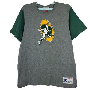 Green Bay Packers Mitchell‎ & Ness NFL L Large Shirt Gray Green Sleeve NWT